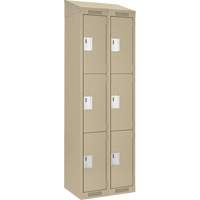 Clean Line Lockers, 3 -tier, Bank of 2, 24" x 18" x 78", Steel, Beige, Rivet (Assembled) Equipment World