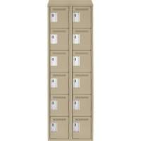 Petits casiers Clean Line, 6 niveaux, Bloc de 2, 24" x 18" x 78", Acier, Beige, Rivet (assembl&eacute;) Equipment World