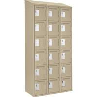 Petits casiers Clean Line, 6 niveaux, Bloc de 3, 36" x 18" x 78", Acier, Beige, Rivet (assembl&eacute;) Equipment World