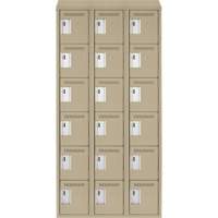 Petits casiers Clean Line, 6 niveaux, Bloc de 3, 36" x 18" x 78", Acier, Beige, Rivet (assembl&eacute;) Equipment World