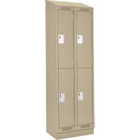 Casiers Clean Line, 2 niveaux, Bloc de 2, 24" x 18" x 82", Acier, Beige, Rivet (assembl&eacute;) Equipment World