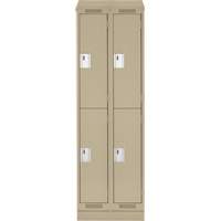 Casiers Clean Line, 2 niveaux, Bloc de 2, 24" x 18" x 82", Acier, Beige, Rivet (assembl&eacute;) Equipment World