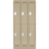 Casiers Clean Line, 2 niveaux, Bloc de 3, 36" x 18" x 82", Acier, Beige, Rivet (assembl&eacute;) Equipment World