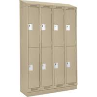 Casiers Clean Line, 2 niveaux, Bloc de 4, 48" x 18" x 82", Acier, Beige, Rivet (assembl&eacute;) Equipment World