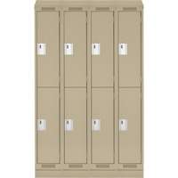 Casiers Clean Line, 2 niveaux, Bloc de 4, 48" x 18" x 82", Acier, Beige, Rivet (assembl&eacute;) Equipment World