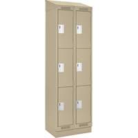 Clean Line Lockers, 3 -tier, Bank of 2, 24" x 18" x 82", Steel, Beige, Rivet (Assembled) Equipment World
