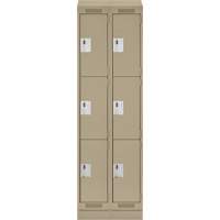 Clean Line Lockers, 3 -tier, Bank of 2, 24" x 18" x 82", Steel, Beige, Rivet (Assembled) Equipment World