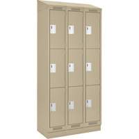 Casiers Clean Line, 3 niveaux, Bloc de 3, 36" x 18" x 82", Acier, Beige, Rivet (assembl&eacute;) Equipment World