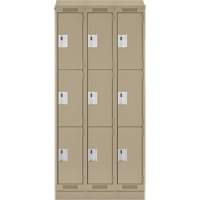 Casiers Clean Line, 3 niveaux, Bloc de 3, 36" x 18" x 82", Acier, Beige, Rivet (assembl&eacute;) Equipment World