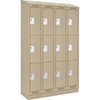 Casiers Clean Line, 3 niveaux, Bloc de 4, 48" x 18" x 82", Acier, Beige, Rivet (assembl&eacute;) Equipment World