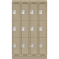 Casiers Clean Line, 3 niveaux, Bloc de 4, 48" x 18" x 82", Acier, Beige, Rivet (assembl&eacute;) Equipment World