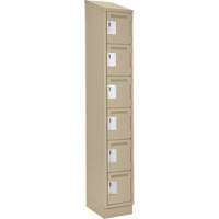 Clean Line Lockerette , 6 -tier, 12" x 18" x 82", Steel, Beige, Rivet (Assembled) Equipment World