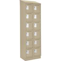 Clean Line Lockerette , 6 -tier, Bank of 2, 24" x 18" x 82", Steel, Beige, Rivet (Assembled) Equipment World