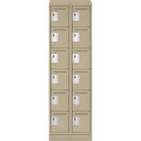 Clean Line Lockerette , 6 -tier, Bank of 2, 24" x 18" x 82", Steel, Beige, Rivet (Assembled) Equipment World