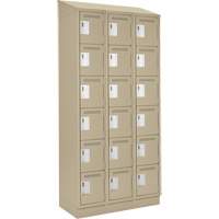 Clean Line Lockerette , 6 -tier, Bank of 3, 36" x 18" x 82", Steel, Beige, Rivet (Assembled) Equipment World