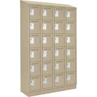 Clean Line Lockerette , 6 -tier, Bank of 4, 48" x 18" x 82", Steel, Beige, Rivet (Assembled) Equipment World