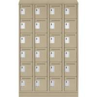 Clean Line Lockerette , 6 -tier, Bank of 4, 48" x 18" x 82", Steel, Beige, Rivet (Assembled) Equipment World