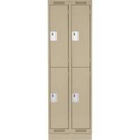 Casiers Clean Line, 2 niveaux, Bloc de 2, 24" x 18" x 76", Acier, Beige, Rivet (assembl&eacute;) Equipment World