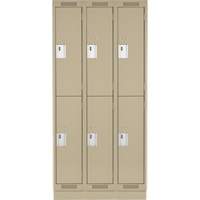 Casiers Clean Line, 2 niveaux, Bloc de 3, 36" x 18" x 76", Acier, Beige, Rivet (assembl&eacute;) Equipment World