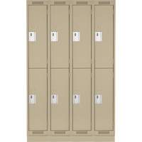 Casiers Clean Line, 2 niveaux, Bloc de 4, 48" x 18" x 76", Acier, Beige, Rivet (assembl&eacute;) Equipment World