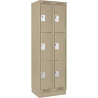 Clean Line Lockers, 3 -tier, Bank of 2, 24" x 18" x 76", Steel, Beige, Rivet (Assembled) Equipment World