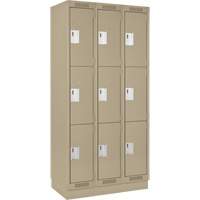 Casiers Clean Line, 3 niveaux, Bloc de 3, 36" x 18" x 76", Acier, Beige, Rivet (assembl&eacute;) Equipment World