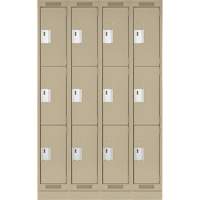 Casiers Clean Line, 3 niveaux, Bloc de 4, 48" x 18" x 76", Acier, Beige, Rivet (assembl&eacute;) Equipment World