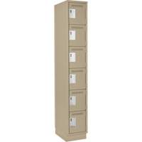 Clean Line Lockerette, 6 -tier, 12" x 18" x 76", Steel, Beige, Rivet (Assembled) Equipment World