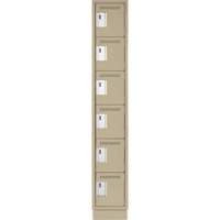 Clean Line Lockerette, 6 -tier, 12" x 18" x 76", Steel, Beige, Rivet (Assembled) Equipment World