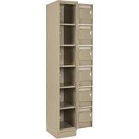 Petits casiers Clean Line, 6 niveaux, Bloc de 4, 48" x 18" x 76", Acier, Beige, Rivet (assembl&eacute;) Equipment World