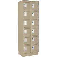 Clean Line Lockerette, 6 -tier, Bank of 2, 24" x 18" x 76", Steel, Beige, Rivet (Assembled) Equipment World