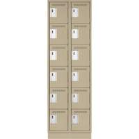 Clean Line Lockerette, 6 -tier, Bank of 2, 24" x 18" x 76", Steel, Beige, Rivet (Assembled) Equipment World
