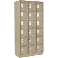 Clean Line Lockerette, 6 -tier, Bank of 3, 36" x 18" x 76", Steel, Beige, Rivet (Assembled) Equipment World