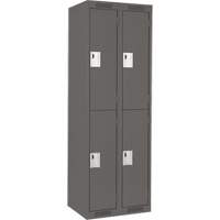Clean Line Lockers, 2 -tier, Bank of 2, 24" x 18" x 72", Steel, Charcoal, Rivet (Assembled) Equipment World