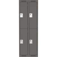 Clean Line Lockers, 2 -tier, Bank of 2, 24" x 18" x 72", Steel, Charcoal, Rivet (Assembled) Equipment World