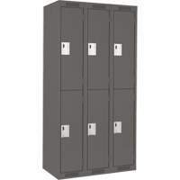 Clean Line Lockers, 2 -tier, Bank of 3, 36" x 18" x 72", Steel, Charcoal, Rivet (Assembled) Equipment World