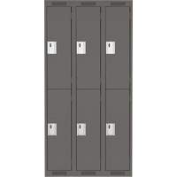 Clean Line Lockers, 2 -tier, Bank of 3, 36" x 18" x 72", Steel, Charcoal, Rivet (Assembled) Equipment World