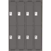 Clean Line Lockers, 2 -tier, Bank of 4, 48" x 18" x 72", Steel, Charcoal, Rivet (Assembled) Equipment World