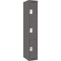 Clean Line Lockers, 3 -tier, 12" x 18" x 72", Steel, Charcoal, Rivet (Assembled) Equipment World