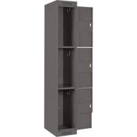Clean Line Lockers, 3 -tier, Bank of 4, 48" x 18" x 72", Steel, Charcoal, Rivet (Assembled) Equipment World