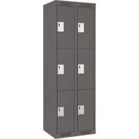 Clean Line Lockers, 3 -tier, Bank of 2, 24" x 18" x 72", Steel, Charcoal, Rivet (Assembled) Equipment World