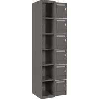 Clean Line Lockerette, 6 -tier, Bank of 4, 48" x 18" x 72", Steel, Charcoal, Rivet (Assembled) Equipment World