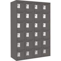 Clean Line Lockerette, 6 -tier, Bank of 4, 48" x 18" x 72", Steel, Charcoal, Rivet (Assembled) Equipment World