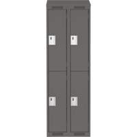 Clean Line Lockers, 2 -tier, Bank of 2, 24" x 18" x 78", Steel, Charcoal, Rivet (Assembled) Equipment World