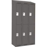 Clean Line Lockers, 2 -tier, Bank of 3, 36" x 18" x 78", Steel, Charcoal, Rivet (Assembled) Equipment World