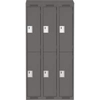 Clean Line Lockers, 2 -tier, Bank of 3, 36" x 18" x 78", Steel, Charcoal, Rivet (Assembled) Equipment World