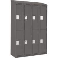 Clean Line Lockers, 2 -tier, Bank of 4, 48" x 18" x 78", Steel, Charcoal, Rivet (Assembled) Equipment World