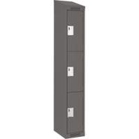 Clean Line Lockers, 3 -tier, 12" x 18" x 78", Steel, Charcoal, Rivet (Assembled) Equipment World