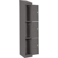 Clean Line Lockers, 3 -tier, Bank of 4, 48" x 18" x 78", Steel, Charcoal, Rivet (Assembled) Equipment World