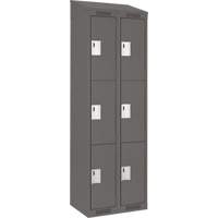 Clean Line Lockers, 3 -tier, Bank of 2, 24" x 18" x 78", Steel, Charcoal, Rivet (Assembled) Equipment World